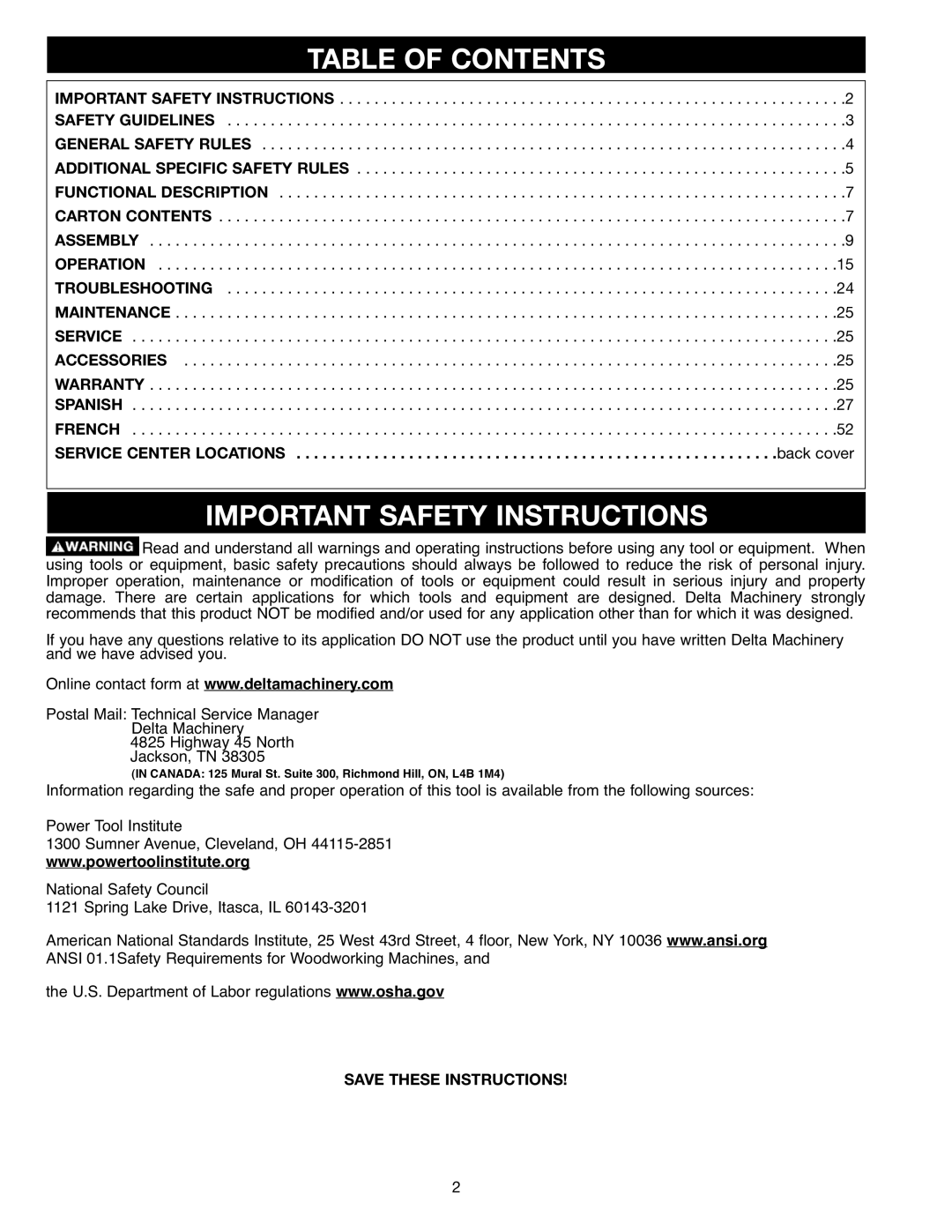 Draytek SM200L instruction manual Table of Contents, Important Safety Instructions 