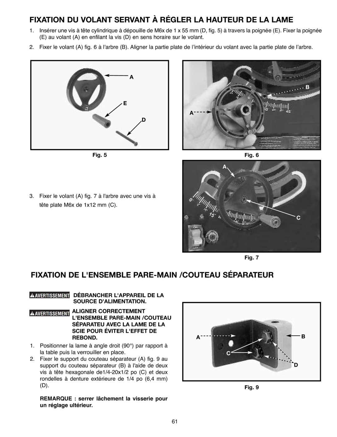 Draytek SM200L instruction manual Fixation DU Volant Servant À Régler LA Hauteur DE LA Lame 