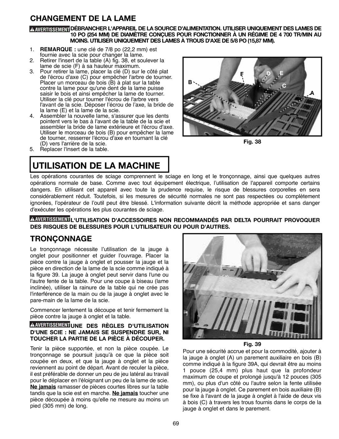 Draytek SM200L instruction manual Changement DE LA Lame, Tronçonnage 