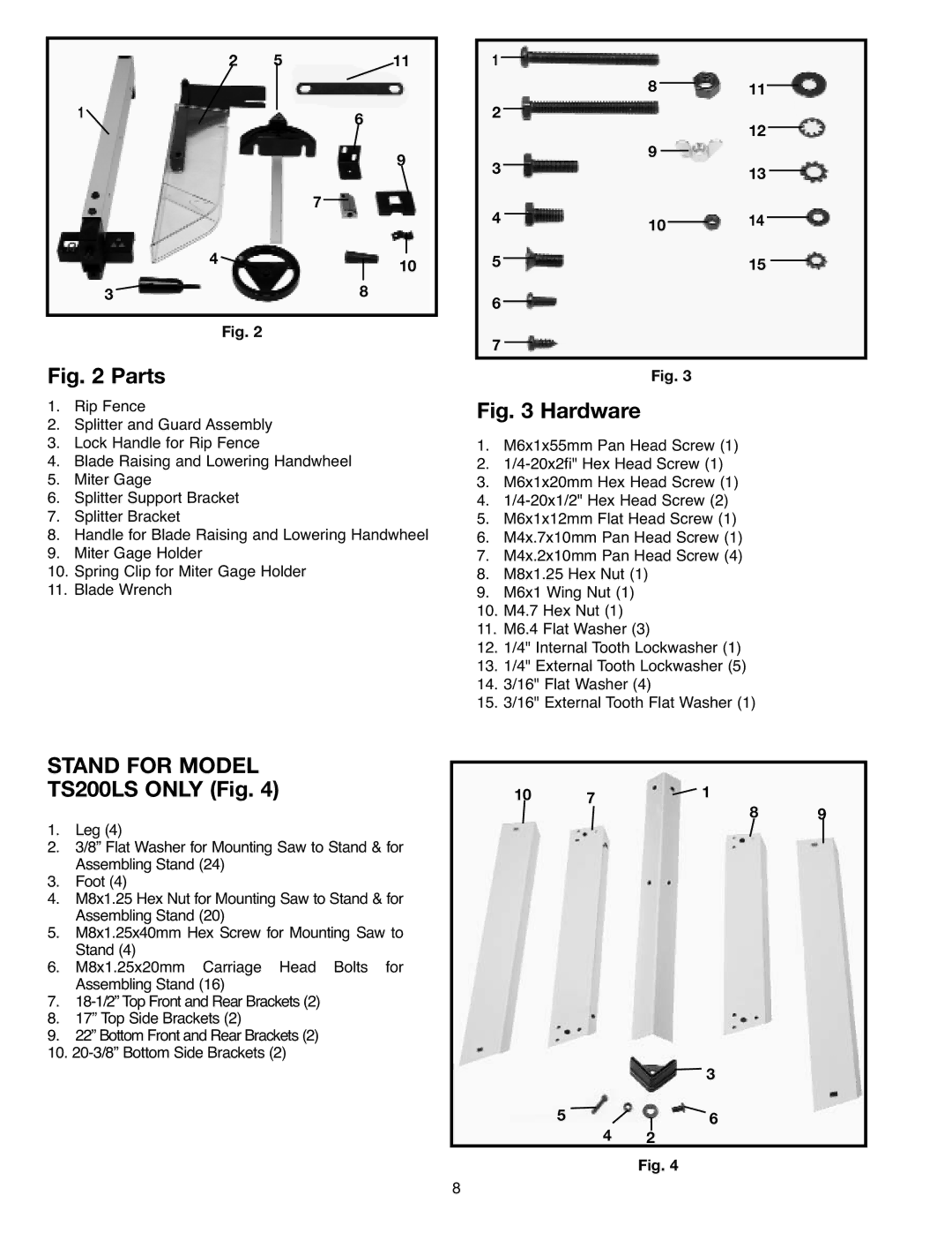 Draytek SM200L instruction manual Stand for Model, TS200LS only Fig 