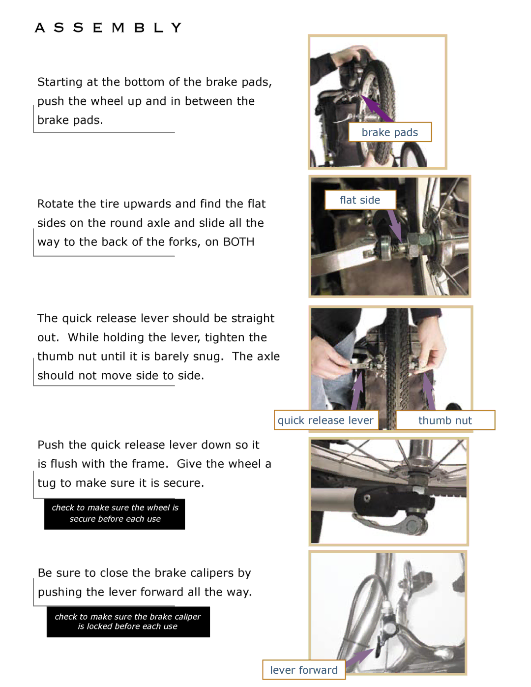 Dreamer Design Rebound GST, Slingshot RPS manual Brake pads Flat side Quick release lever Thumb nut 