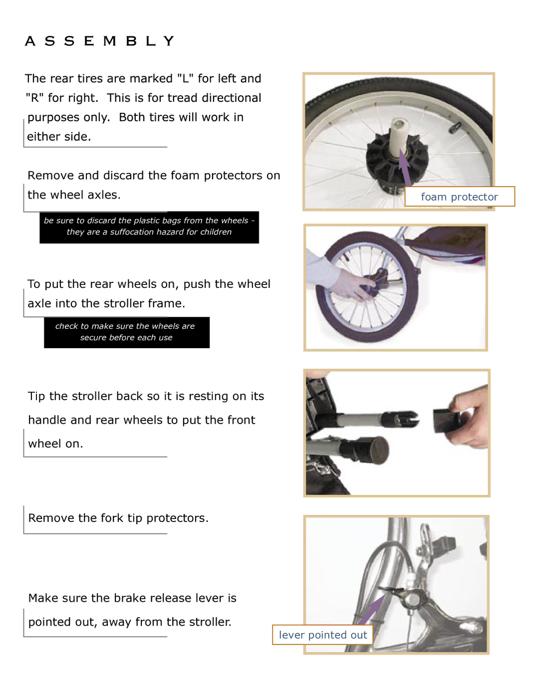 Dreamer Design SPT manual Remove and discard the foam protectors on the wheel axles 