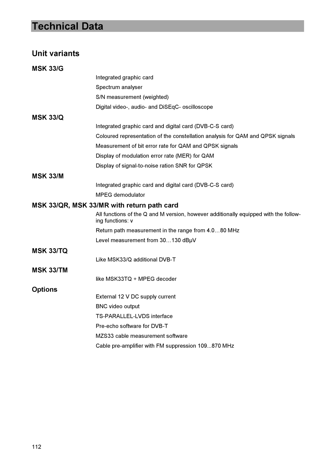 DreamGEAR MSK 33 manual Unit variants 