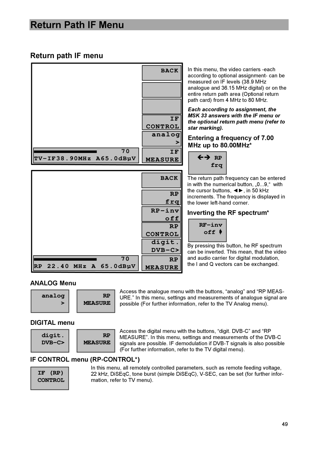 DreamGEAR MSK 33 manual Return Path if Menu, Return path if menu 