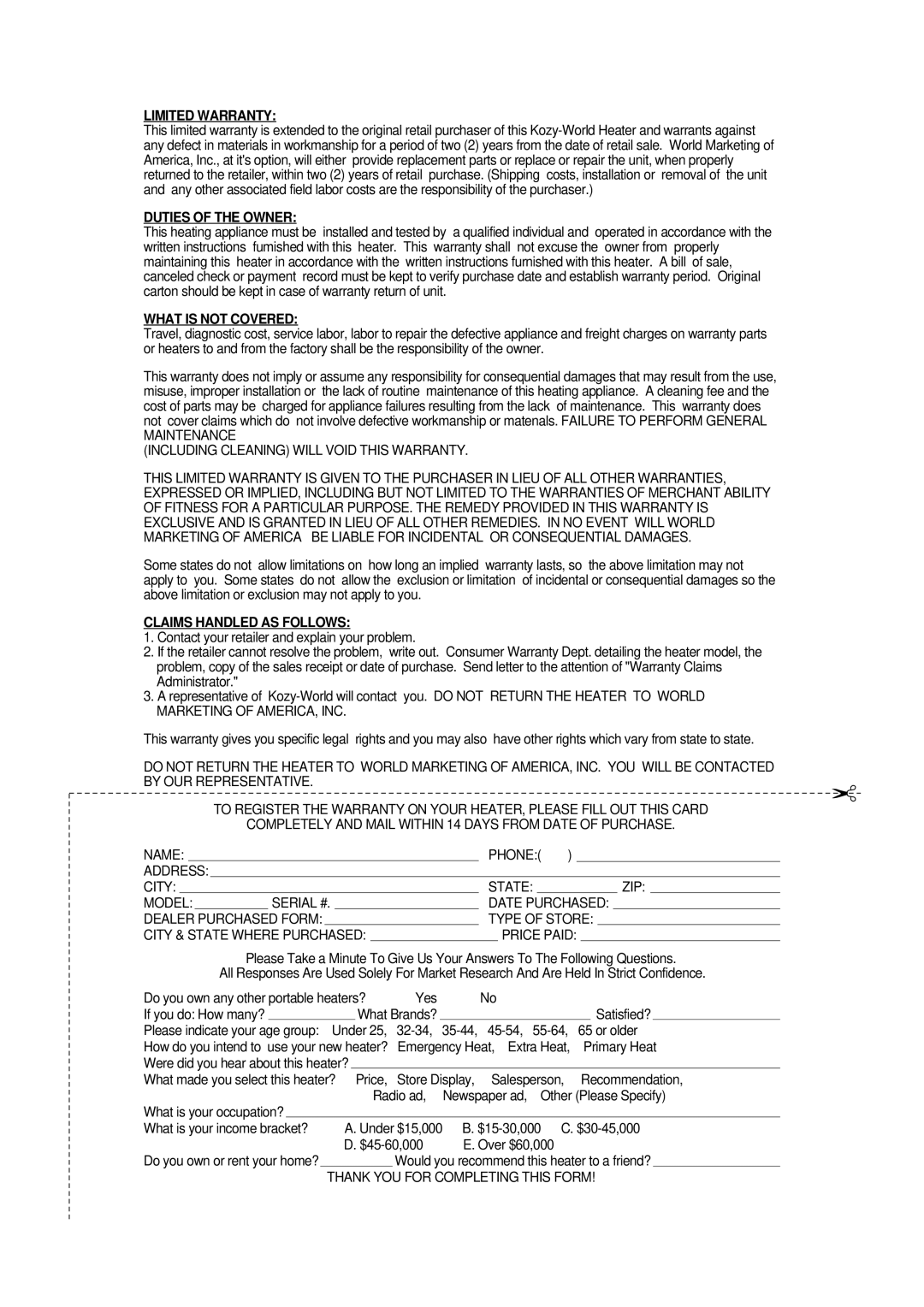 DreamGEAR N313, P186, P314, N185 installation manual Limited Warranty 