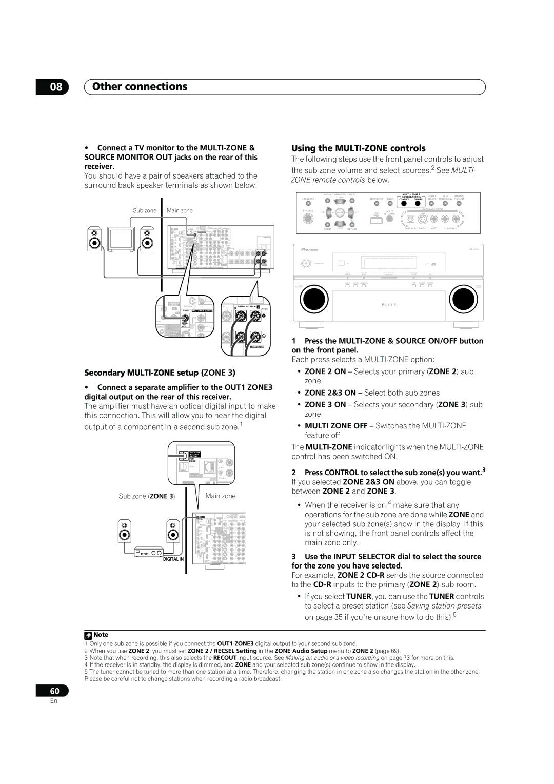 DreamGEAR VSX-94TXH Using the MULTI-ZONE controls, Secondary MULTI-ZONE setup Zone, For the zone you have selected 