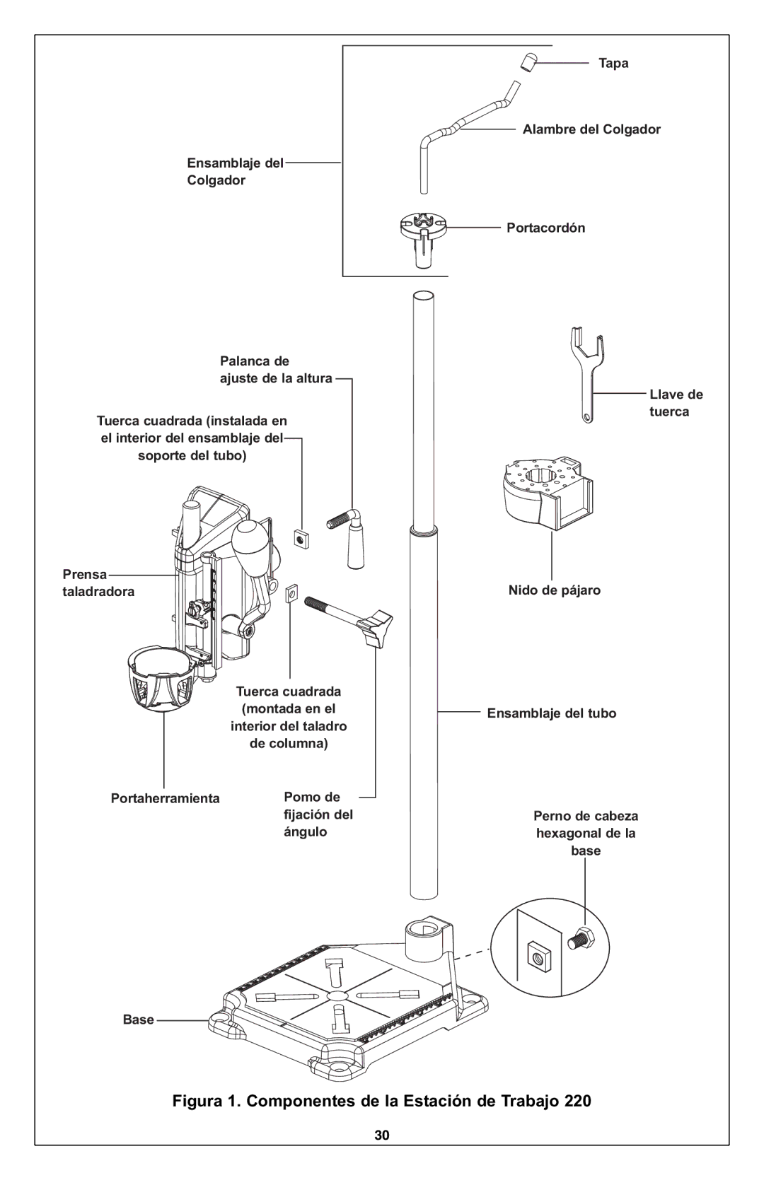 Dremel 220 owner manual Figura 1. Componentes de la Estación de Trabajo 