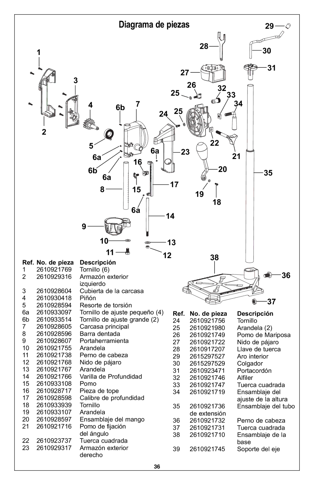 Dremel 220 owner manual Diagrama de piezas, 56a 86a, 2726 3334, Descripción, No. de pieza 