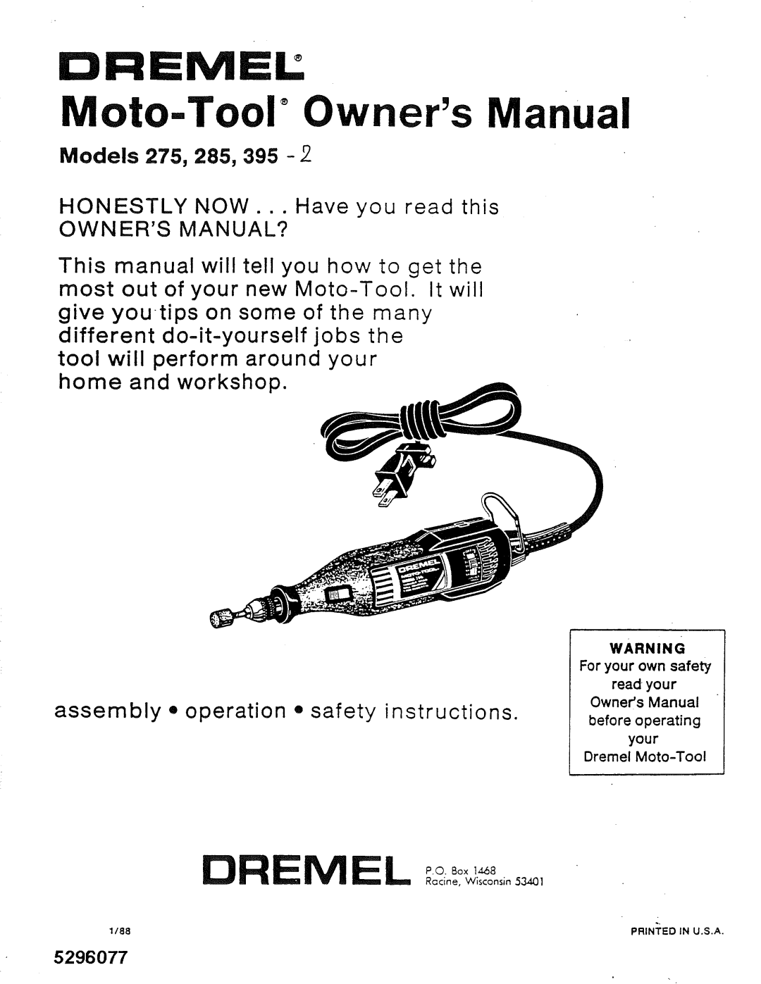 Dremel 285, 395, 275 owner manual DREMEi o 