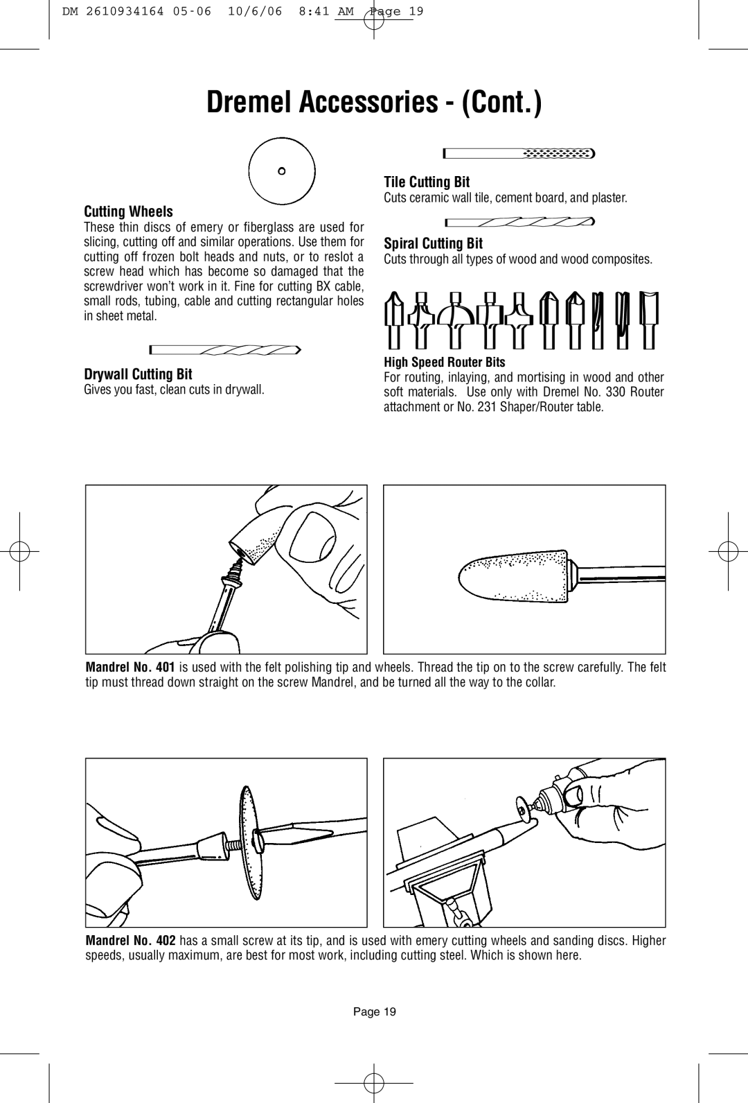 Dremel 398-49 Cutting Wheels, Drywall Cutting Bit, Tile Cutting Bit, Spiral Cutting Bit, High Speed Router Bits 