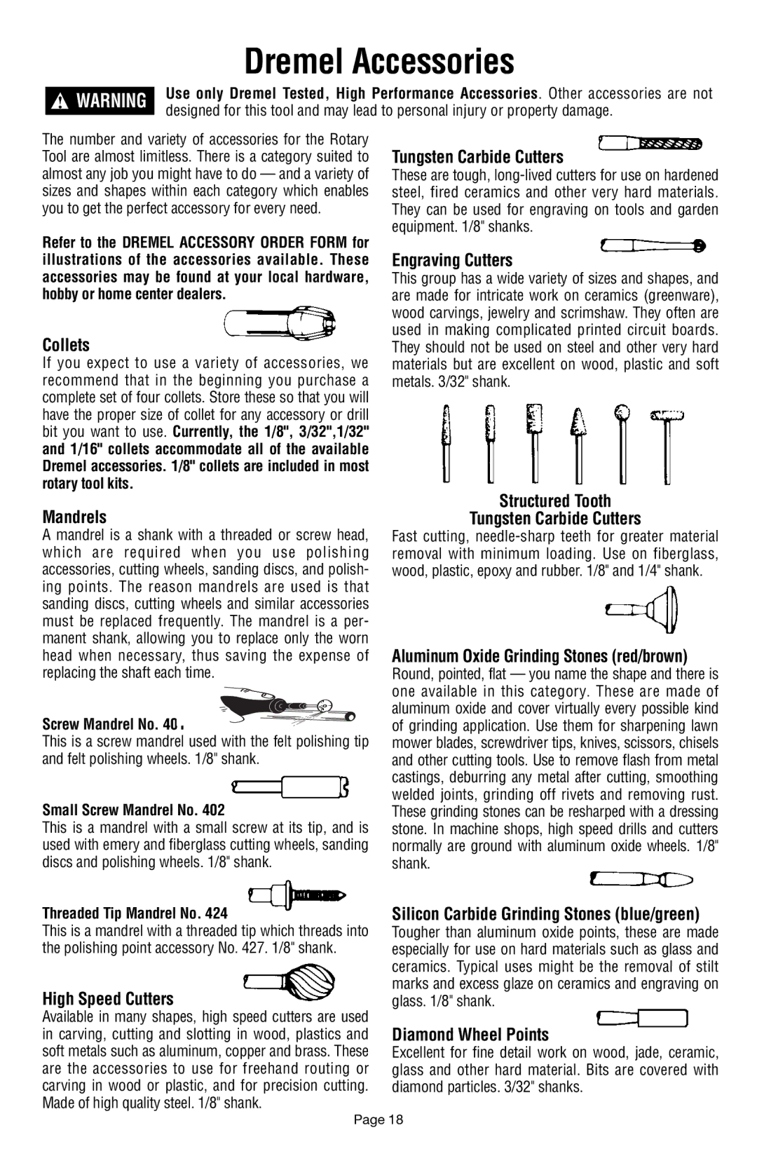 Dremel 398 owner manual Dremel Accessories 