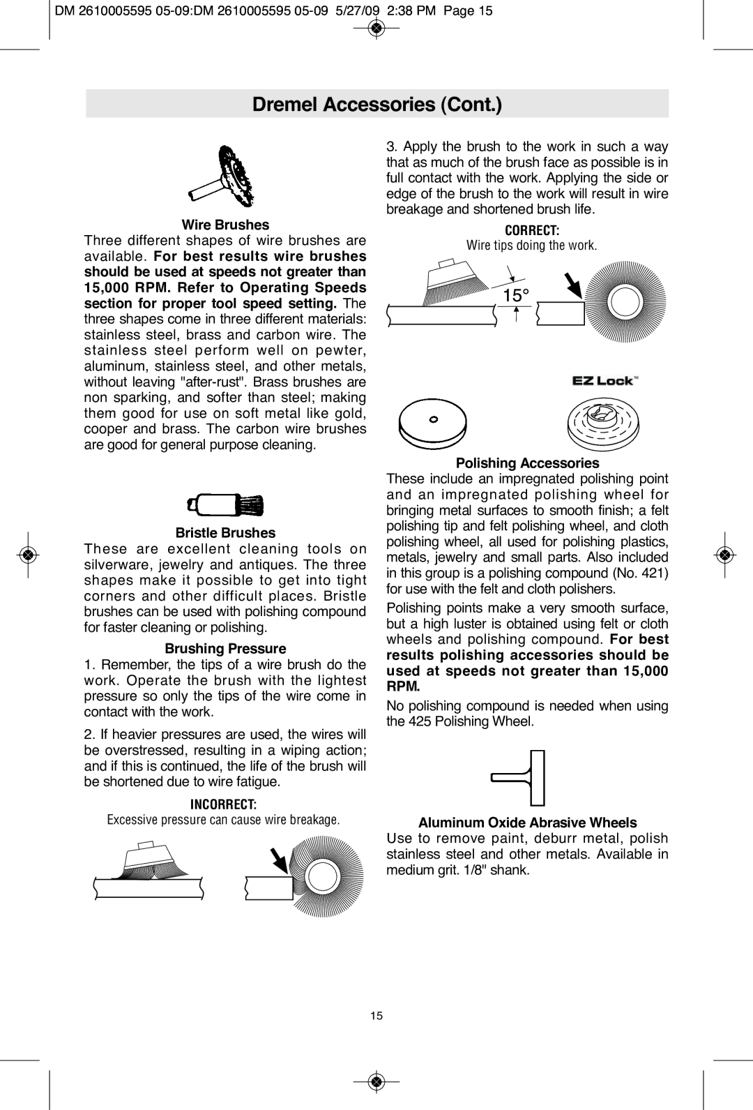 Dremel 4000 manual Incorrect, Correct 