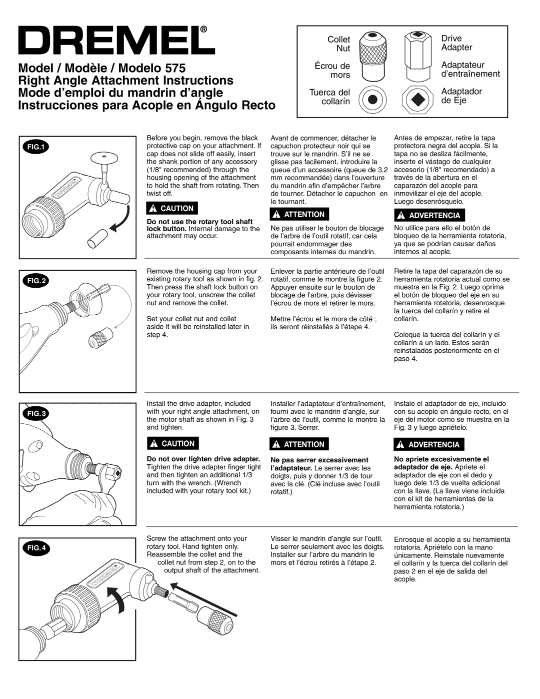 Dremel 575 manual Advertencia, Serrer 