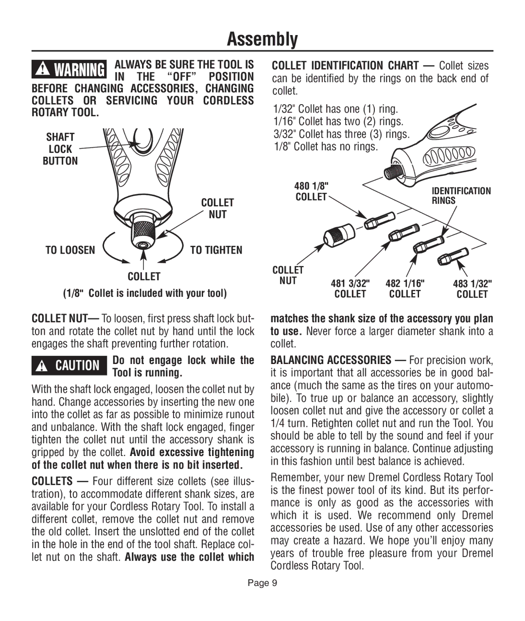 Dremel 761 owner manual Assembly 