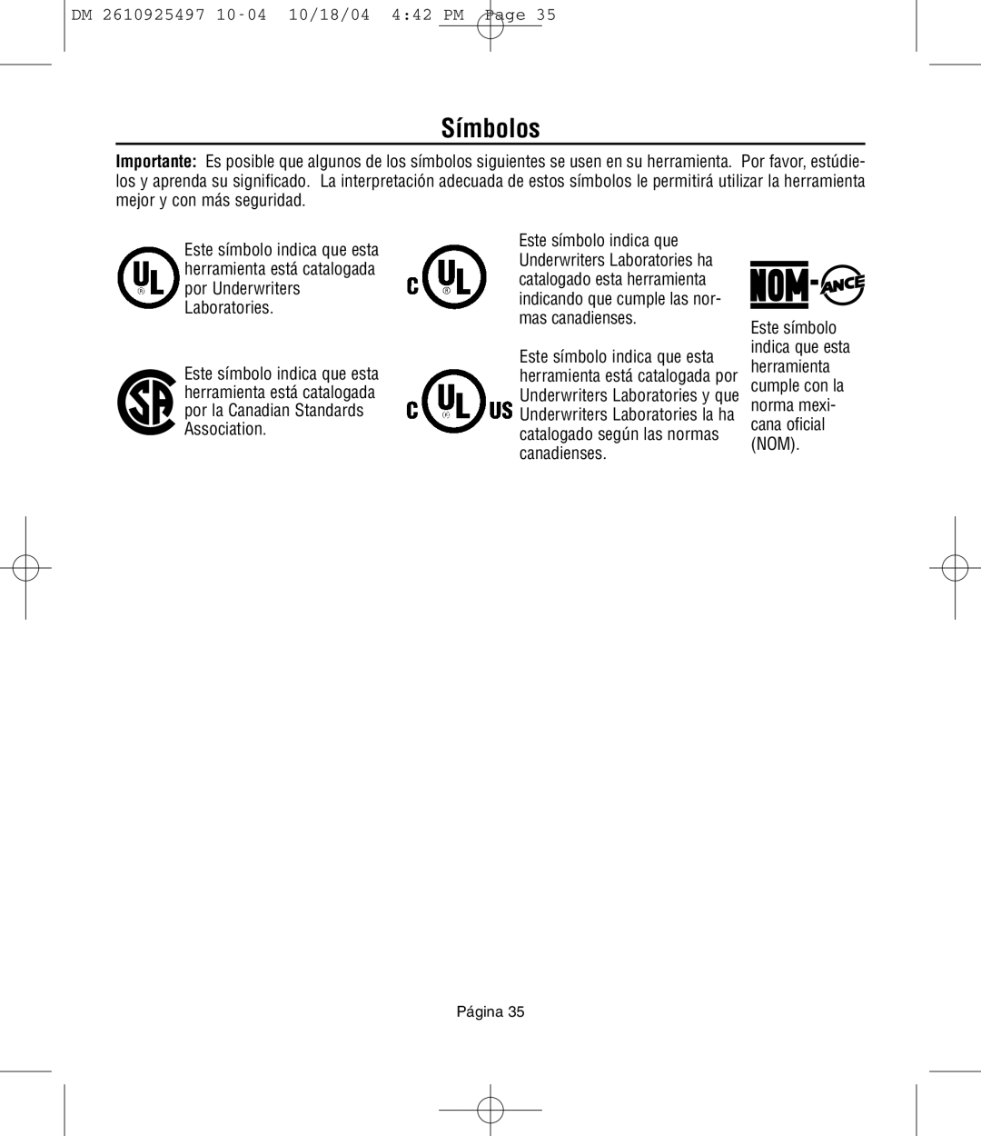 Dremel 764 owner manual Símbolos 