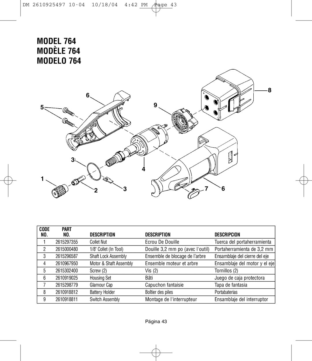 Dremel 764 owner manual Model Modèle Modelo 