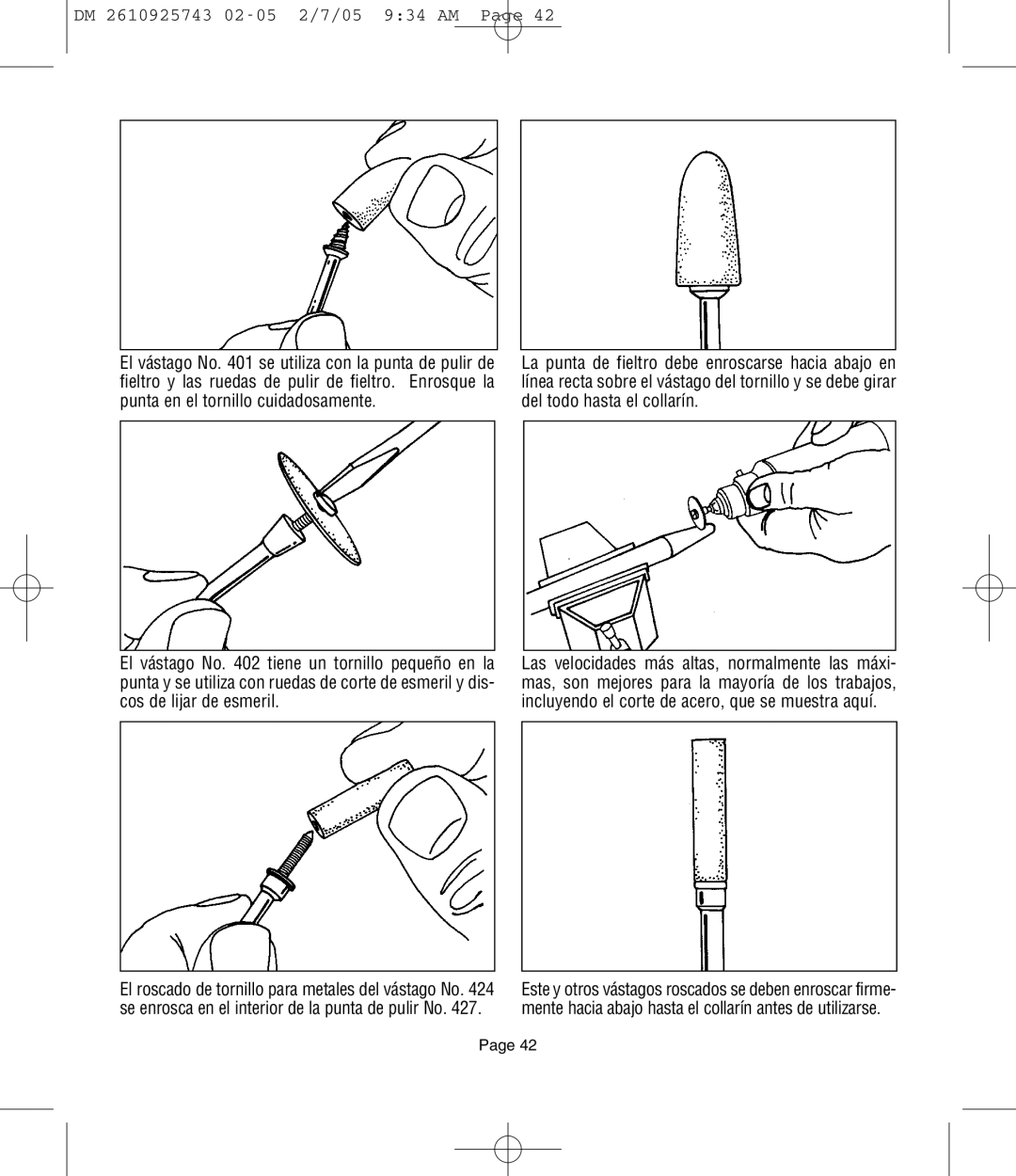 Dremel 770, 754, 750 owner manual DM 2610925743 02-05 2/7/05 934 AM 