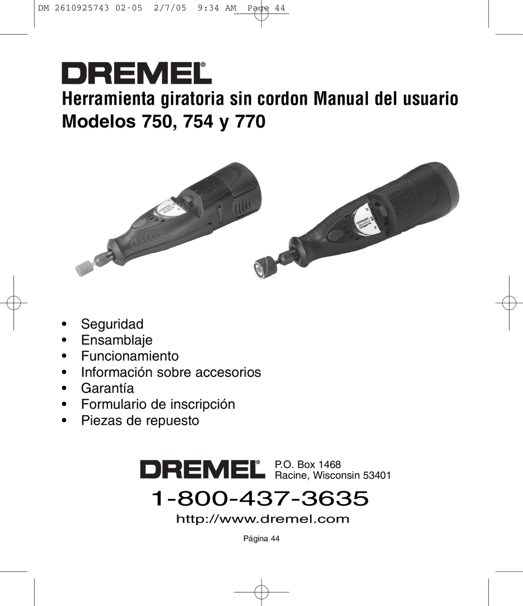 Dremel 750, 770, 754 owner manual Página 