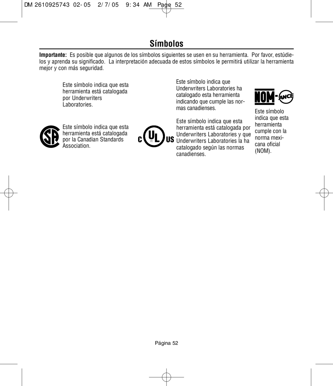 Dremel 754, 770, 750 owner manual Símbolos 