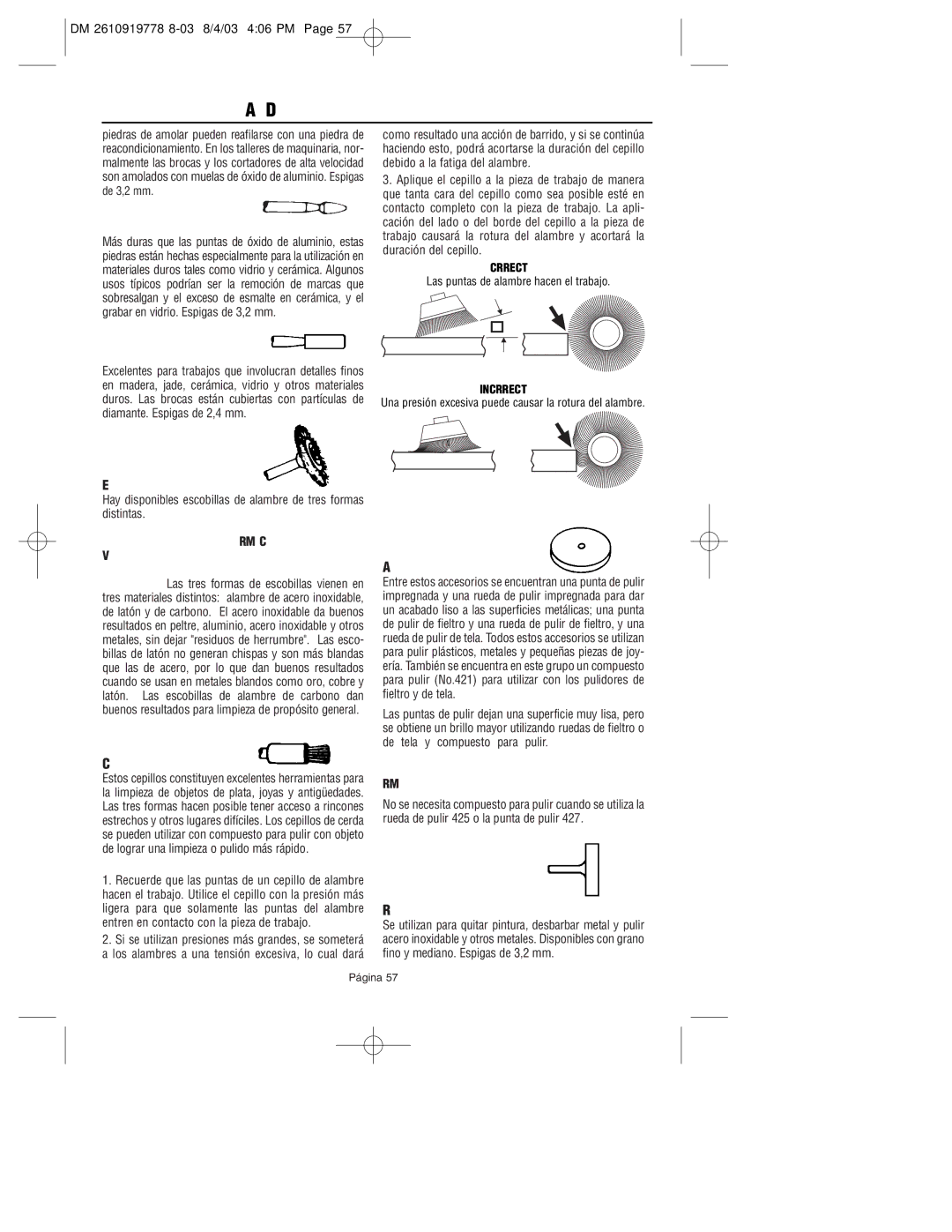 Dremel 800 owner manual Accesorios para la Dremel 