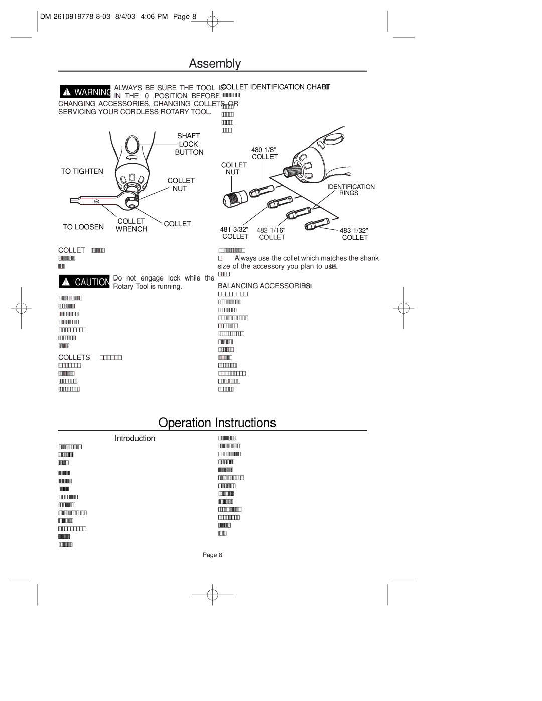 Dremel 800 owner manual Assembly, Operation Instructions, Introduction, Rotary Tool is running 