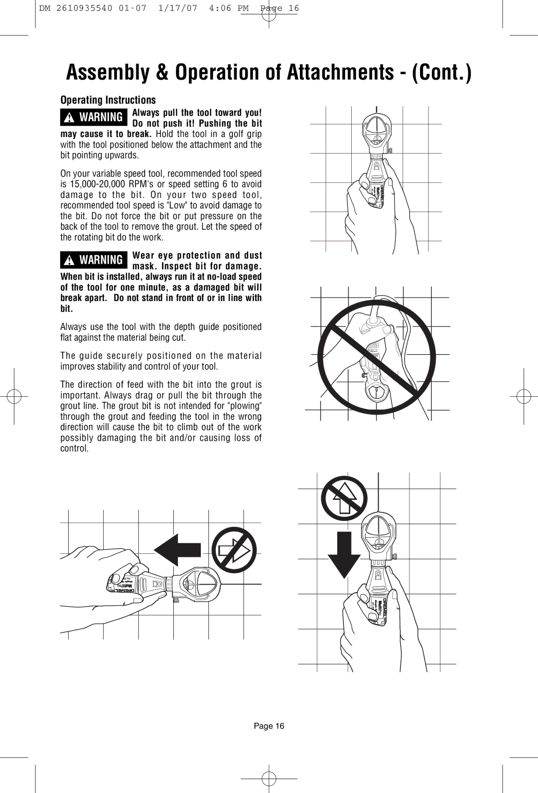 Dremel F013039519 owner manual Operating Instructions 