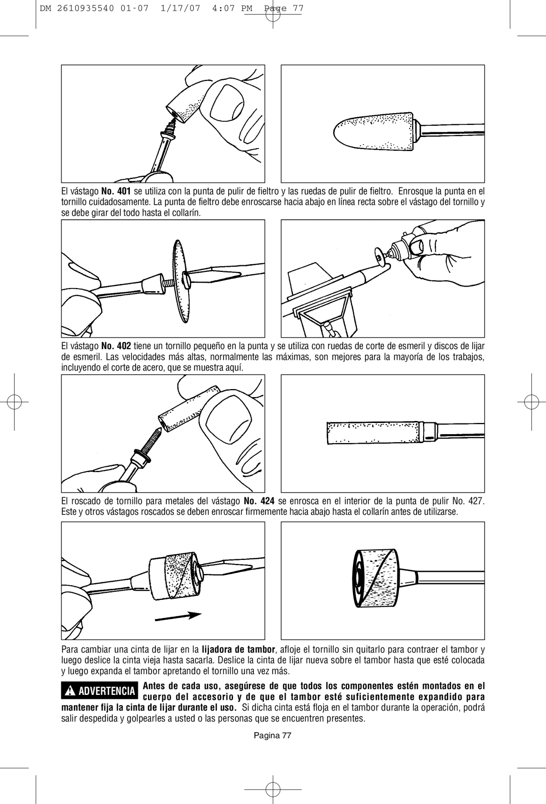 Dremel F013039519 owner manual DM 2610935540 01-07 1/17/07 407 PM 