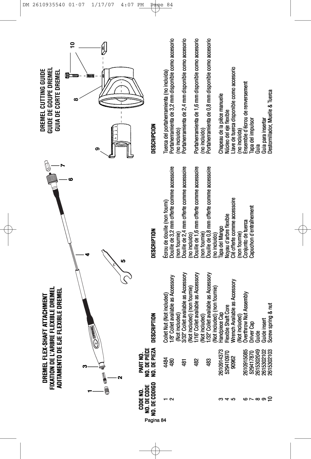 Dremel F013039519 Dremel Flex-Shaft Attachment, Dremel Cutting Guide Guide De Goupe Dremel Guia De Corte Dremel 