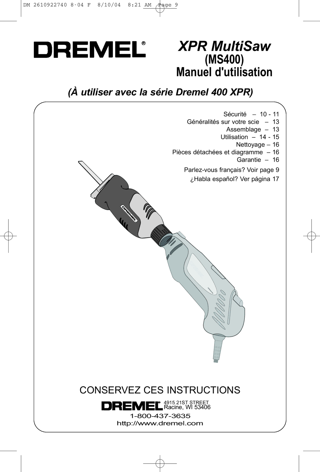 Dremel MS400 owner manual XPR MultiSaw 