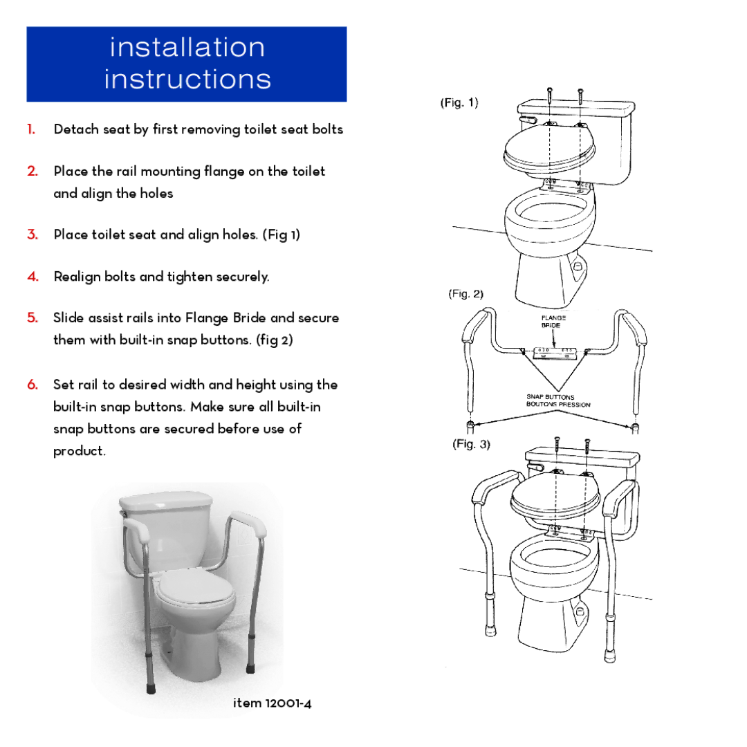 Drive Medical Design 12001-4 warranty Installation instructions 