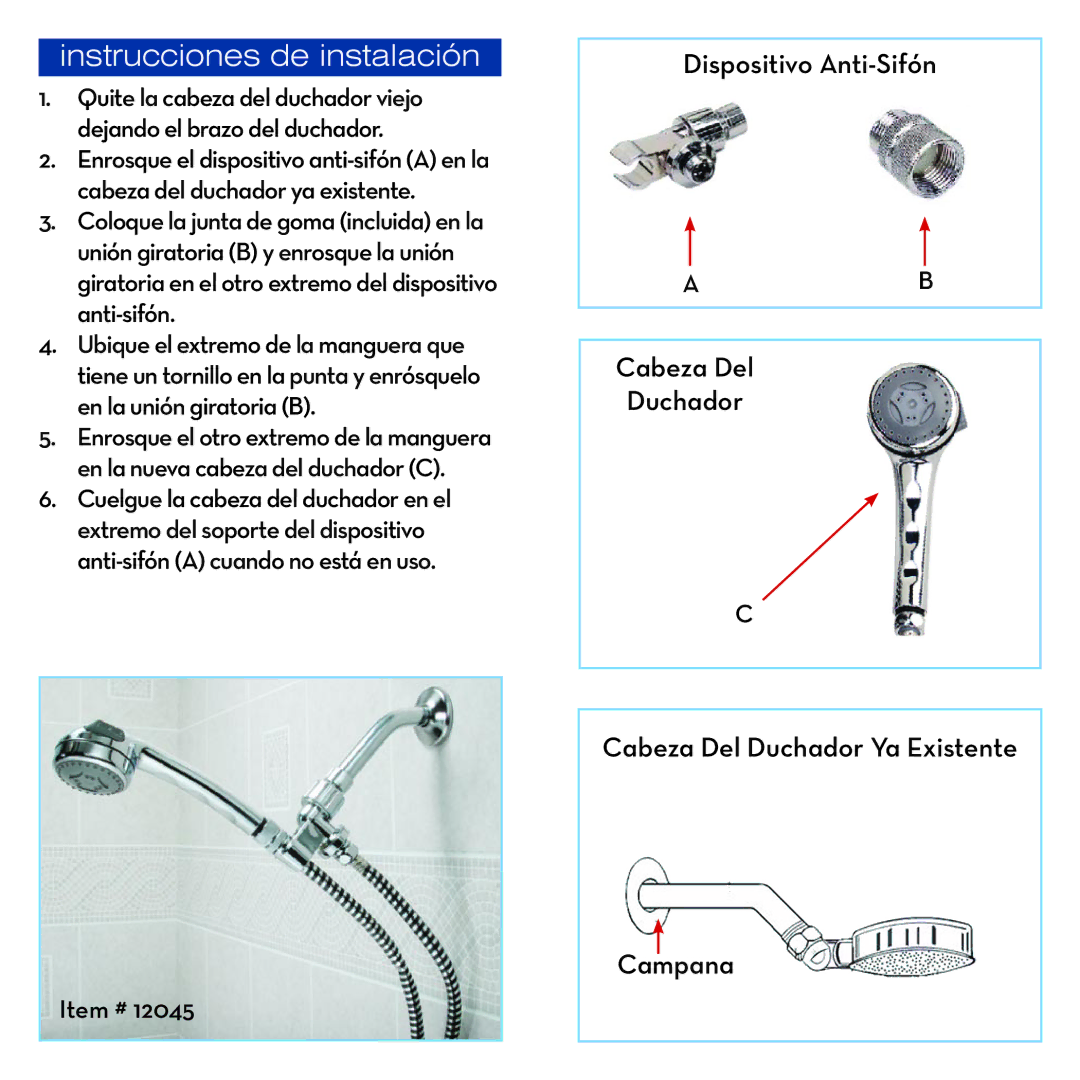 Drive Medical Design 12045 manual Instrucciones de instalación 