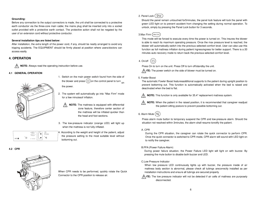 Drive Medical Design 14000 instruction manual General Operation, On/off 