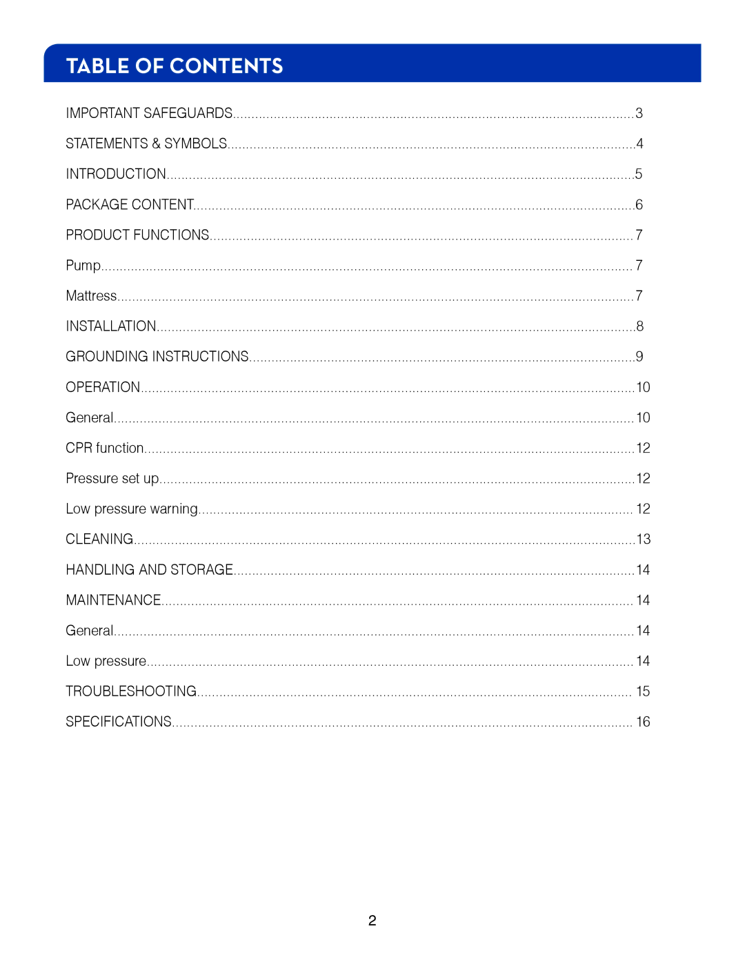 Drive Medical Design 14027 manual Table of Contents 