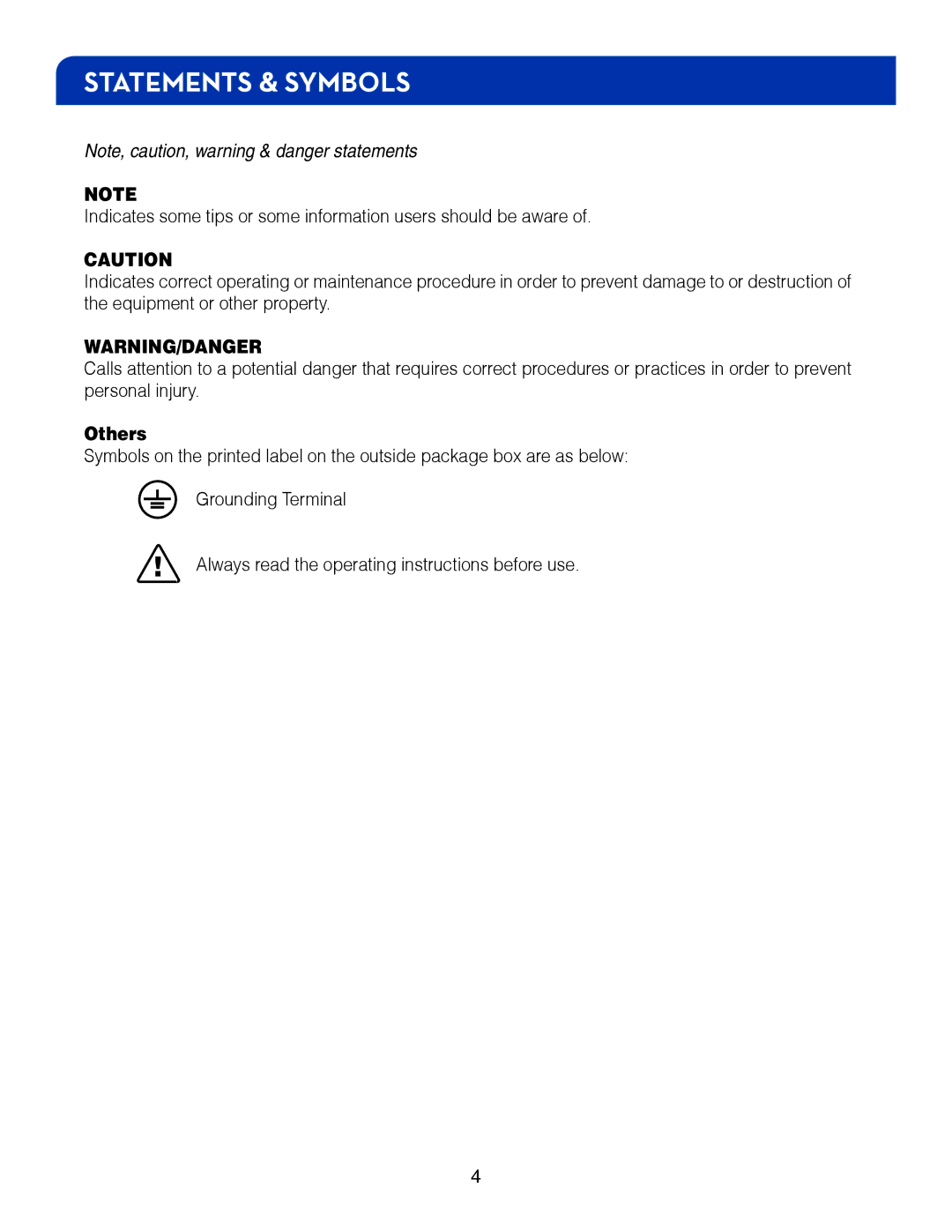 Drive Medical Design 14027 manual Statements & Symbols, Others 