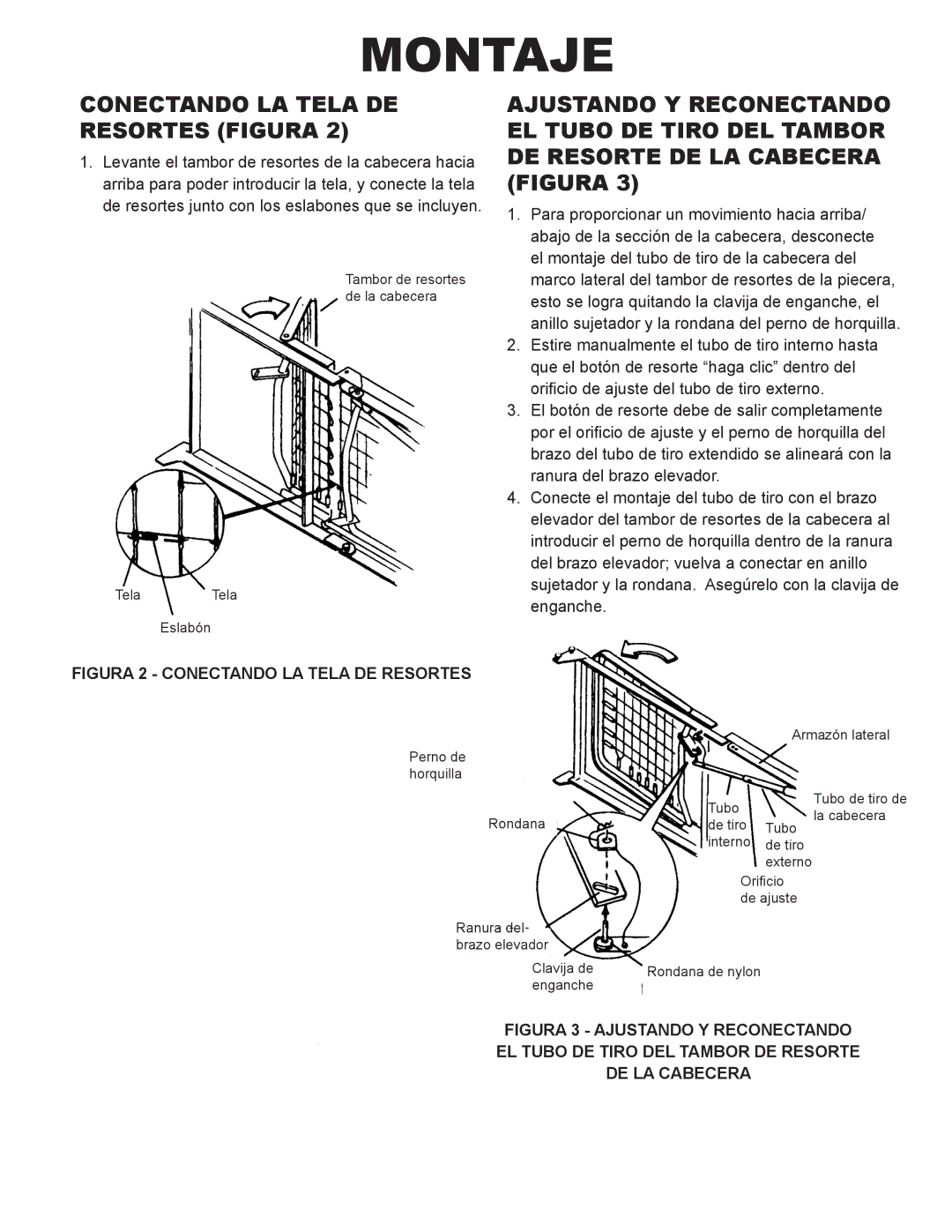 Drive Medical Design 15005, 15003, 15004 Conectando LA Tela DE Resortes Figura, Figura 2 Conectando LA Tela DE Resortes 