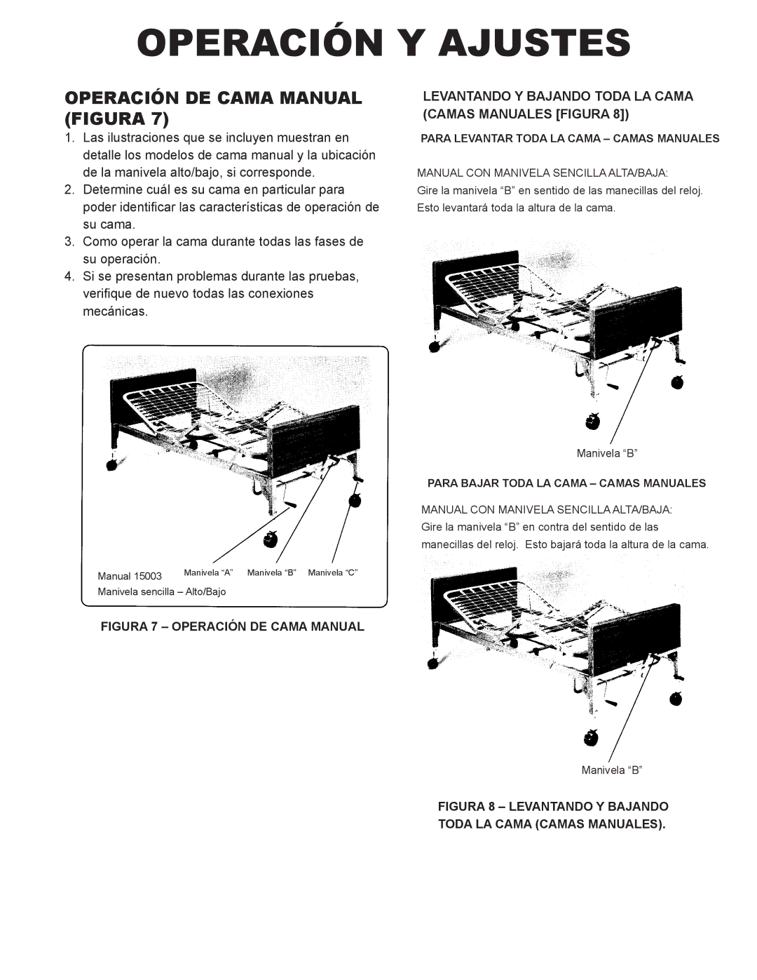 Drive Medical Design 15004, 15003 Operación DE Cama Manual Figura, Levantando Y Bajando Toda LA Cama Camas Manuales Figura 