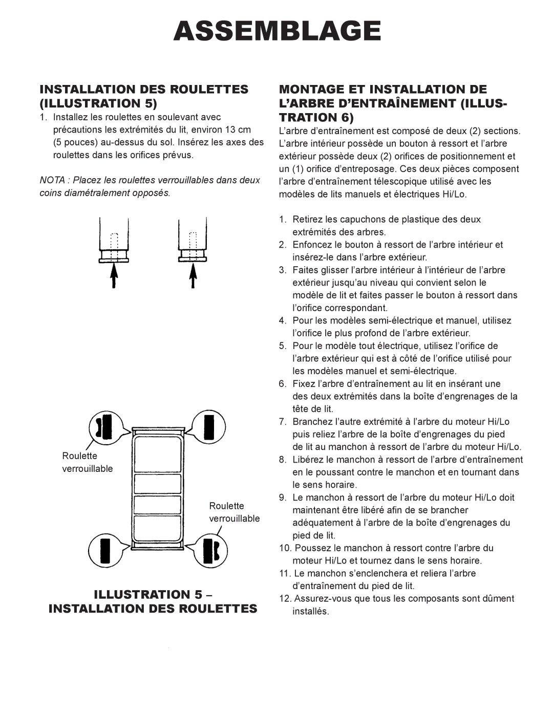 Drive Medical Design 15003, 15005, 15004 manual Installation DES Roulettes Illustration 