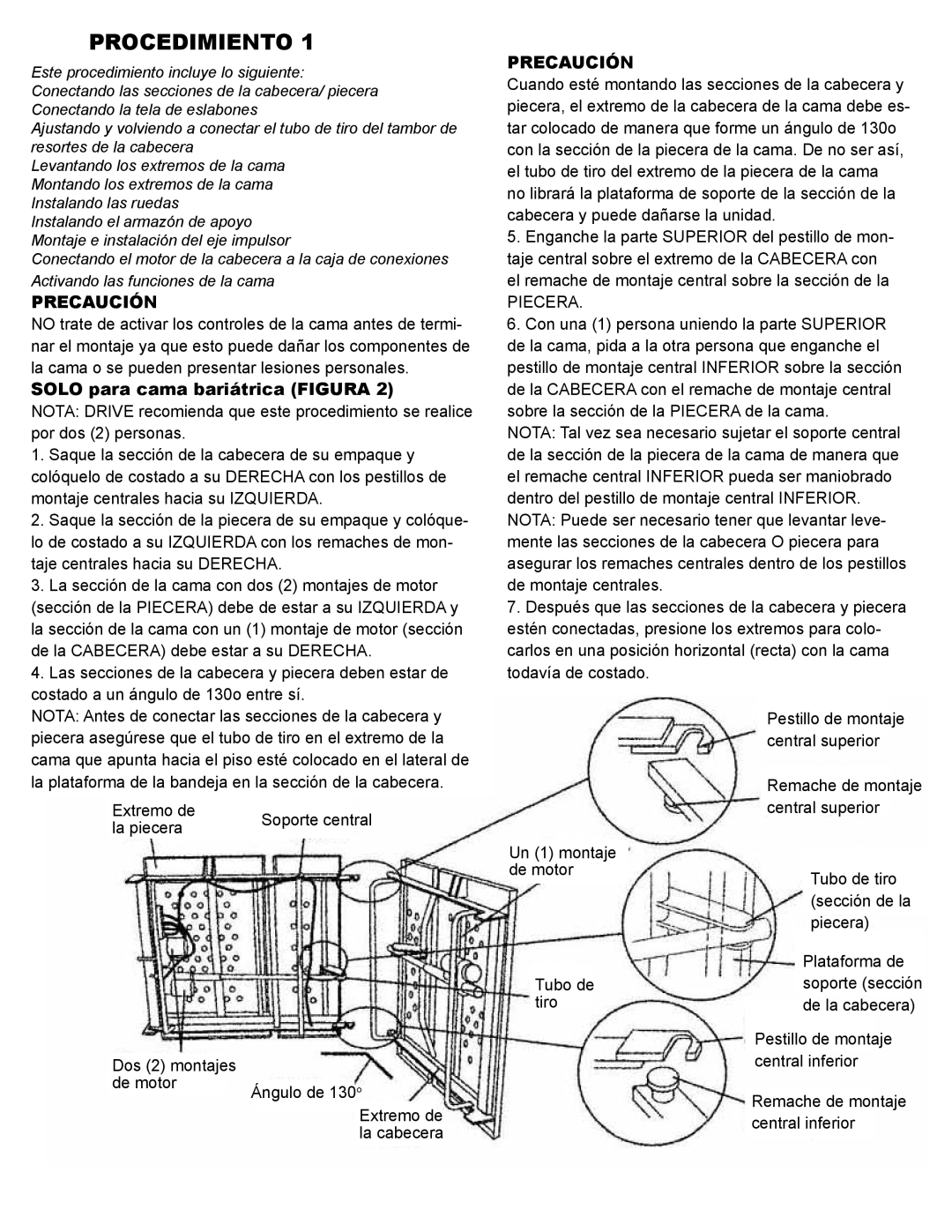 Drive Medical Design 15302, 15303, 15300 manual Procedimiento, Precaución 