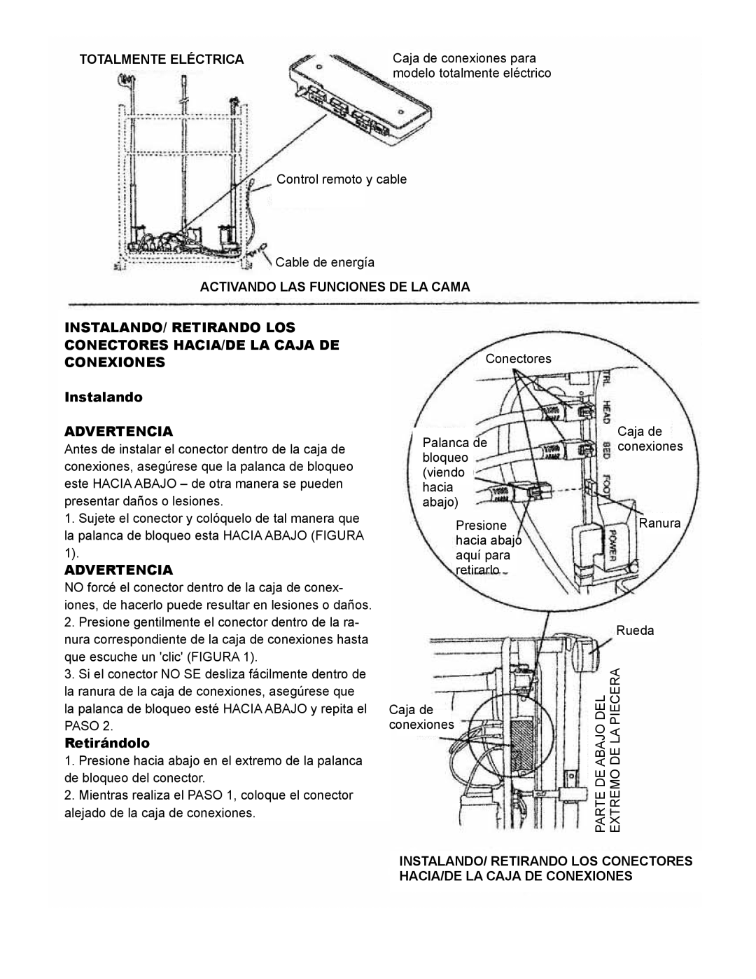 Drive Medical Design 15300, 15302, 15303 manual Lmente Eléc Trica, Activando LAS Funciones DE LA Cama 