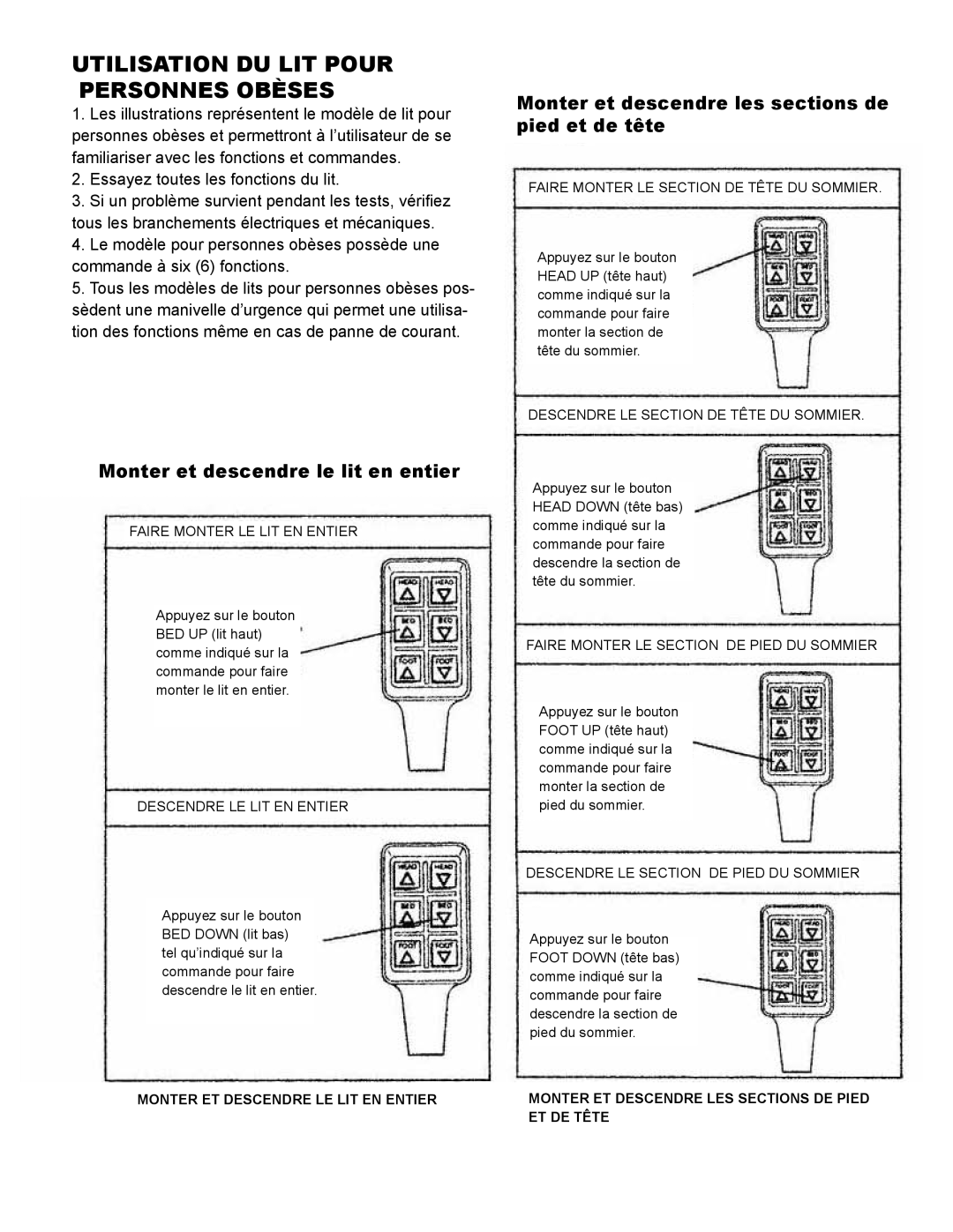 Drive Medical Design 15302, 15303, 15300 manual Utilisation DU LIT Pour Personnes Obèses 