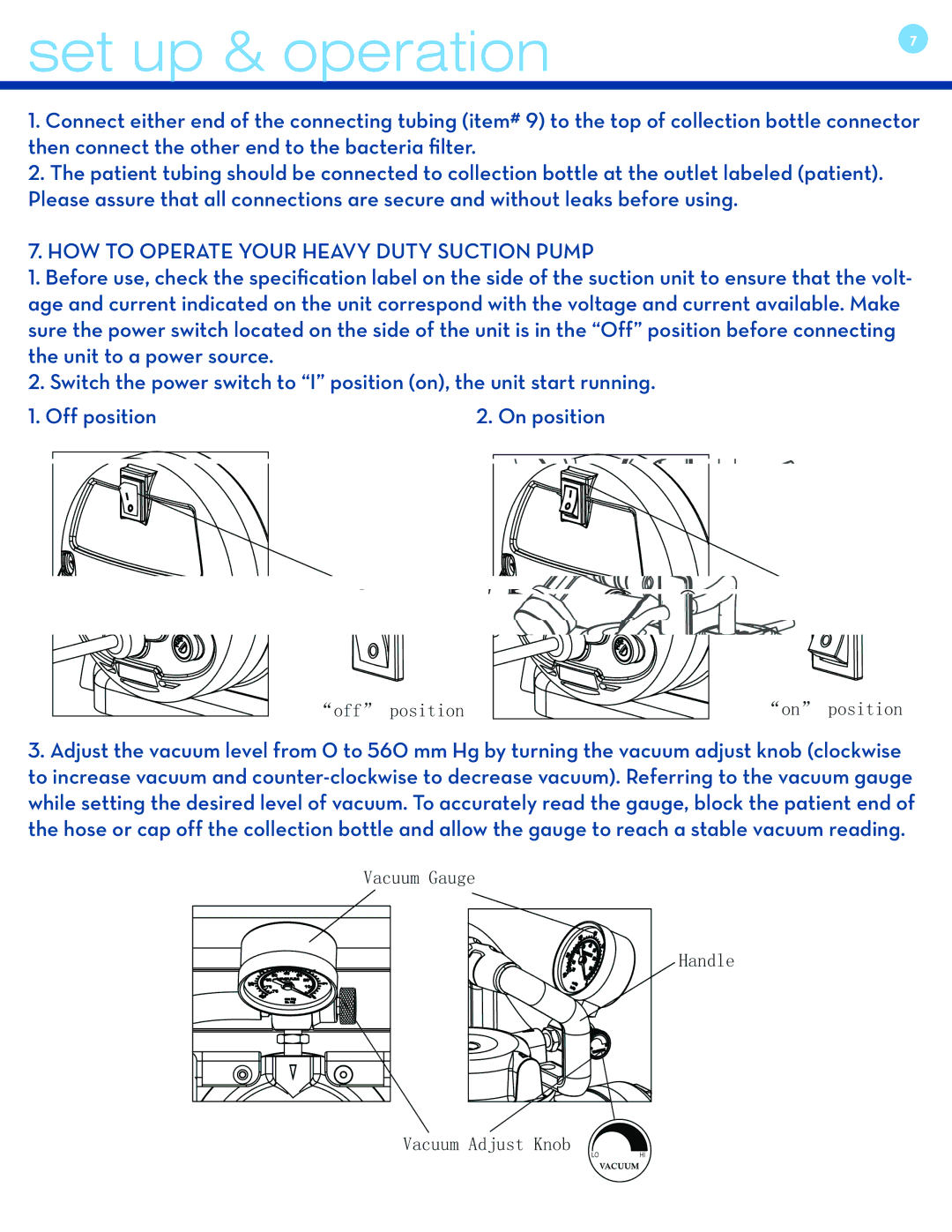 Drive Medical Design 18600 user manual Set up & operation, HOW to Operate Your Heavy Duty Suction Pump 