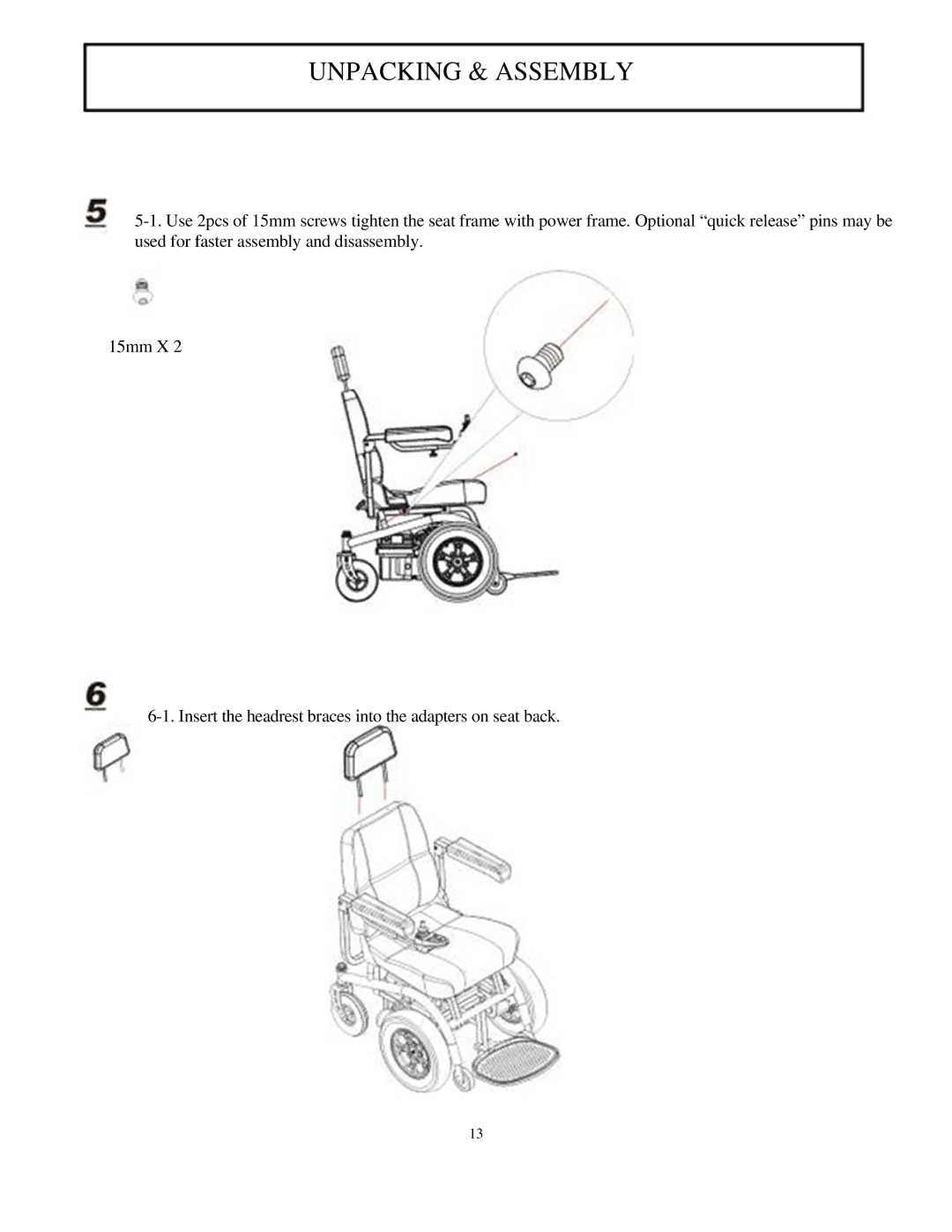 Drive Medical Design 2850-20, 2850-18 manual Unpacking & Assembly 