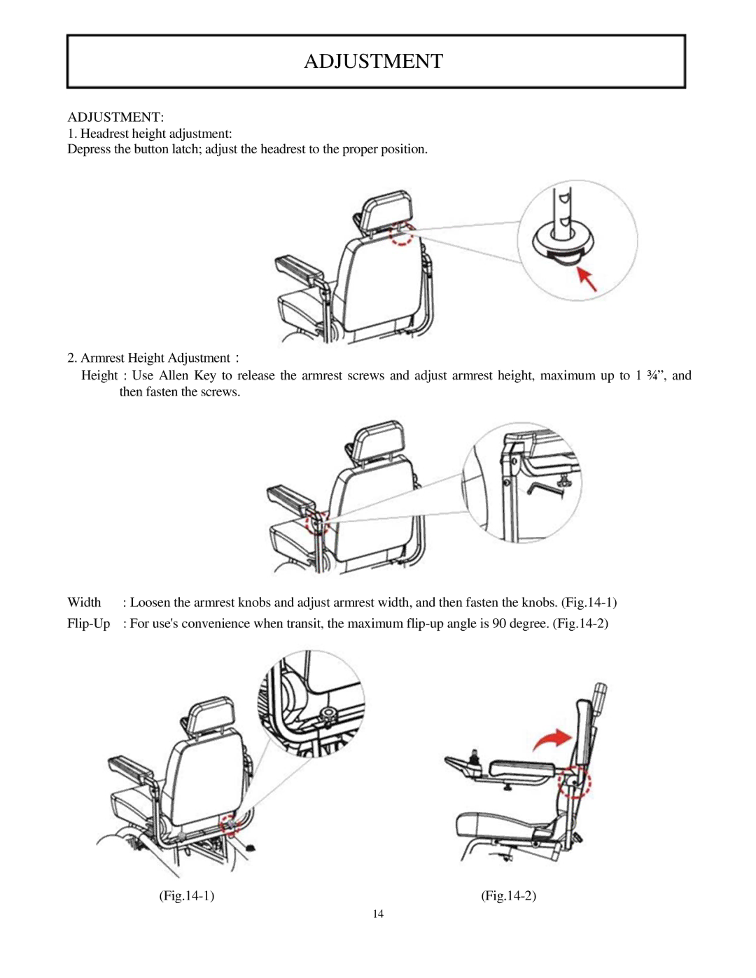 Drive Medical Design 2850-18, 2850-20 manual Adjustment, ADJ Ustment 