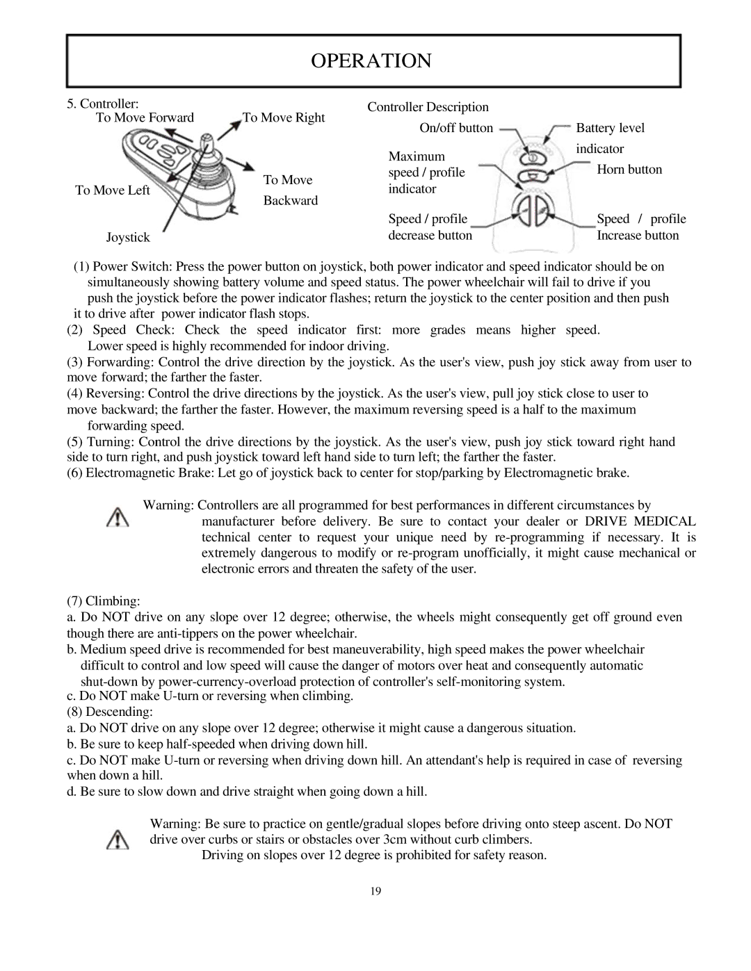 Drive Medical Design 2850-20, 2850-18 manual Operati on 