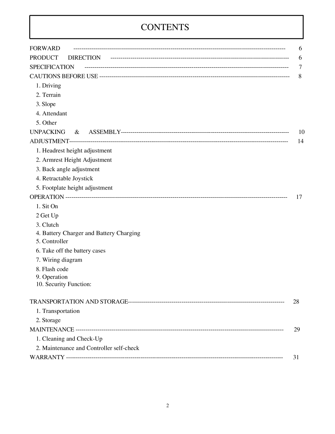 Drive Medical Design 2850-18, 2850-20 manual Contents 