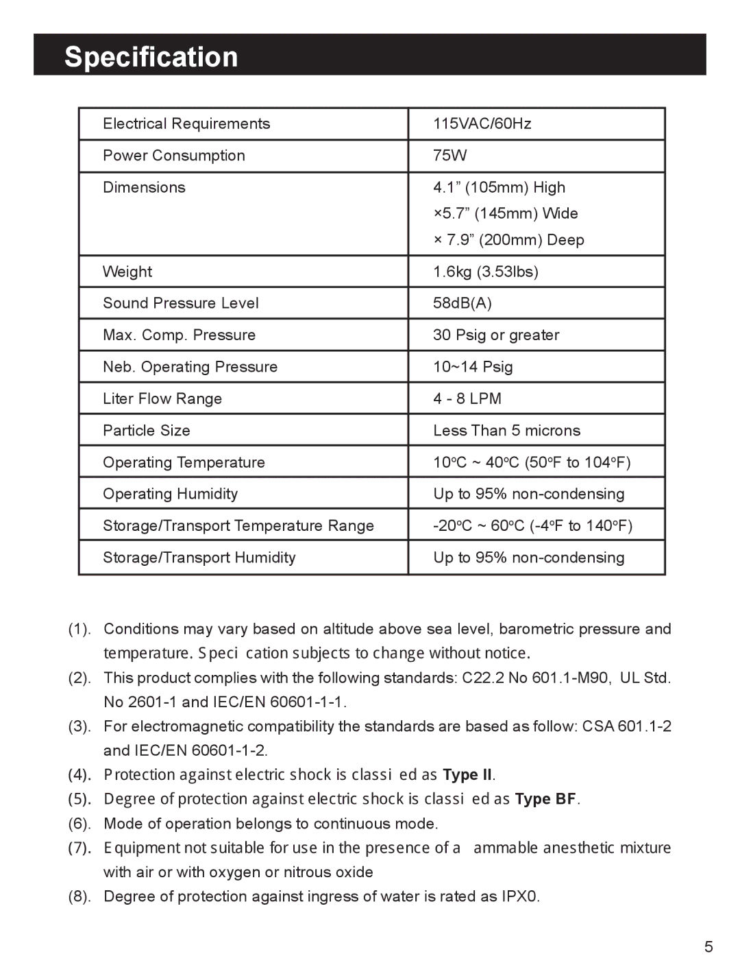 Drive Medical Design 3050-2 manual Specification 