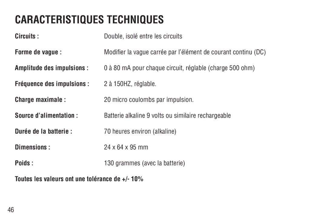 Drive Medical Design AGF-3E manual Caracteristiques Techniques, Forme de vague 