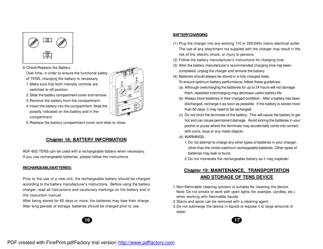 Drive Medical Design AGF-602 Battery Information, MAINTENANCE, Transportation, Rechargeablebatteries, Batterycharging 