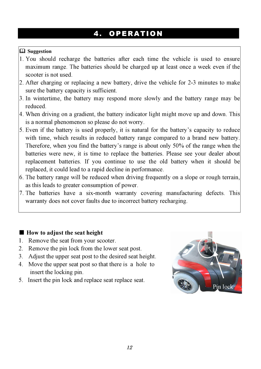 Drive Medical Design PhoenixHD4, PhoenixHD3 owner manual How to adjust the seat height 