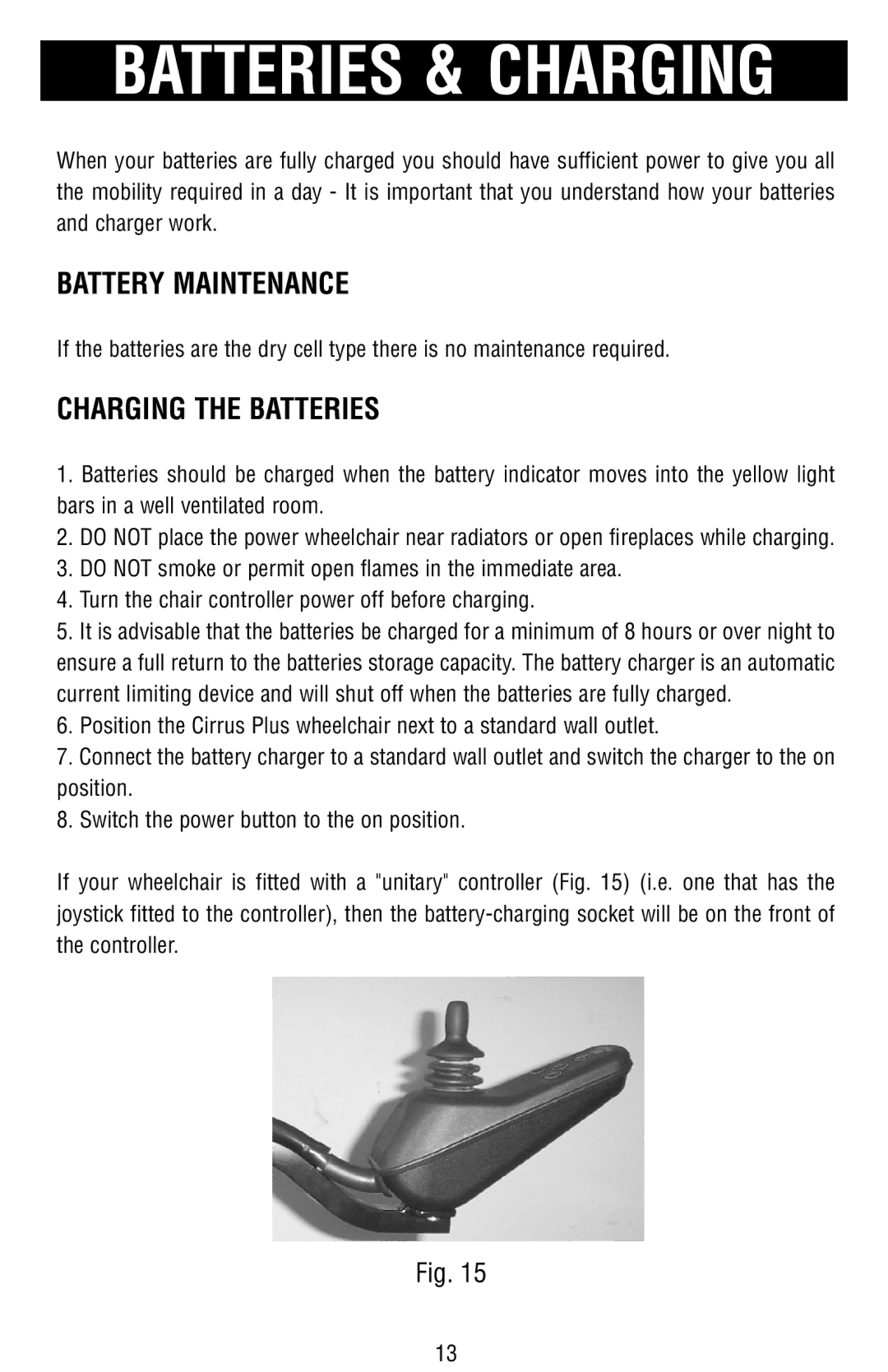 Drive Medical Design Power Wheelchair owner manual Battery Maintenance, Charging the Batteries 